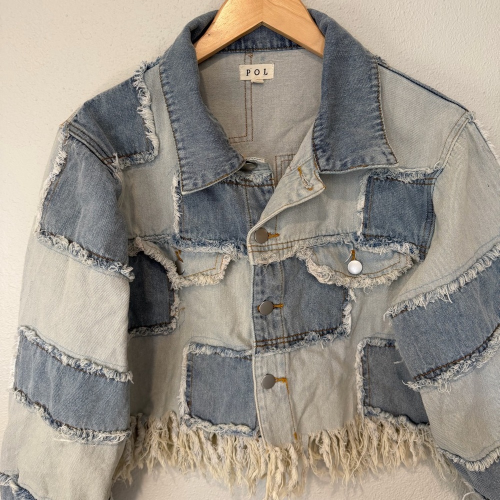 Pol Cropped Patchwork Denim Jacket - image 4